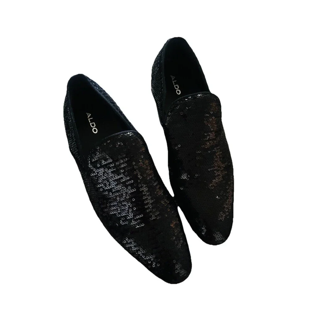 Aldo Black Sequin Michael Jackson Inspo Cosplay Men's Slip-On Dress Shoe SZ 8